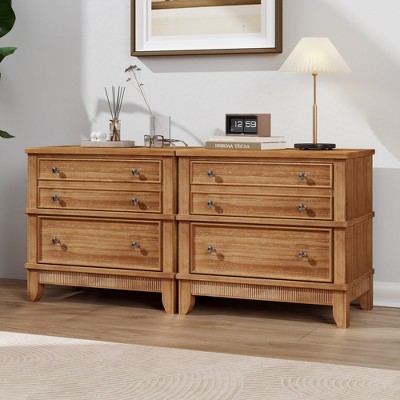 Whisen Wood Farmhouse Nightstand with 3 Drawers