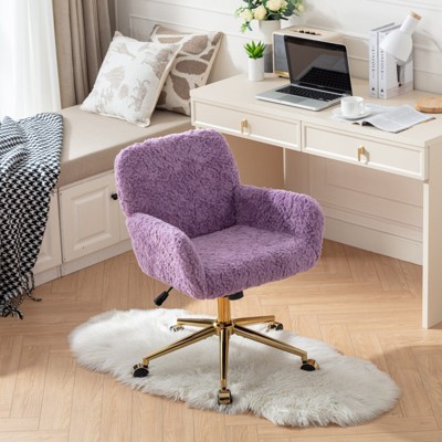 A&A Furniture Office Chair,Artificial  Home Office Chair with Golden Metal Base,Adjustable Desk Chair Swivel Office Chair,Vanity Chair