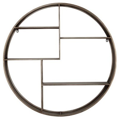 Elewen 36" Diameter Round Iron Wall Shelf - WDC5010 - Brown - Safavieh