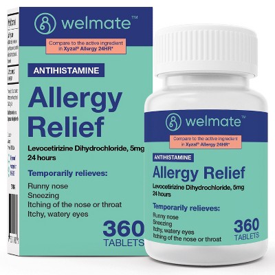 WELMATE 24 Hour Allergy Relief Tablets -  Levocetirizine 5mg 360ct