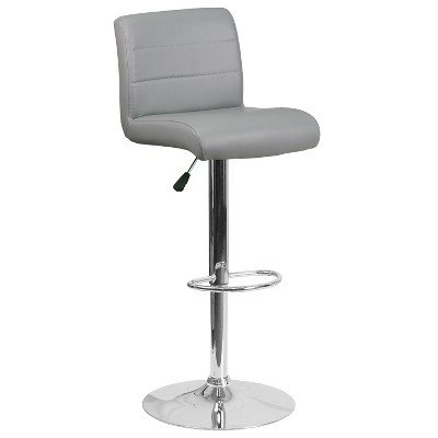Emma and Oliver Swivel Rolled Seat Adjustable Height Barstool with Chrome Base