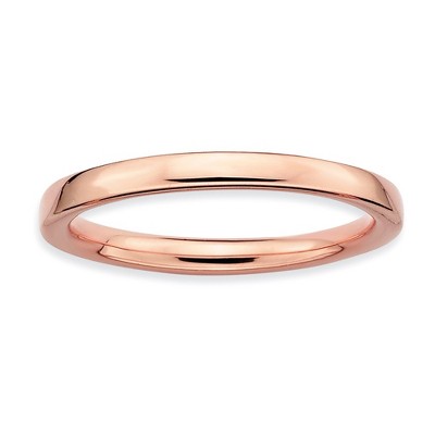 Black Bow Jewelry 2.25mm Stackable 14K Rose Gold Plated Silver Semi Rounded Band