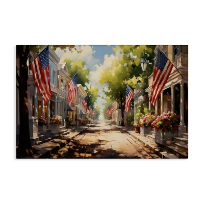 Stupell Industries American Flag Lined Street Canvas Art