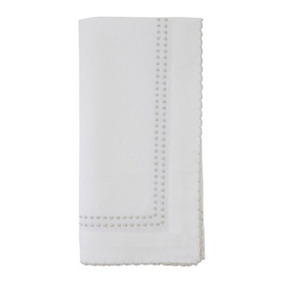 Saro Lifestyle Cotton Table Napkins With Embroidered Borders (Set of 4)