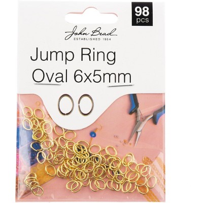 John Bead Must Have Findings Metal Gold 6x5mm Oval Jump Rings for Jewelry Making Findings, 98 Pieces