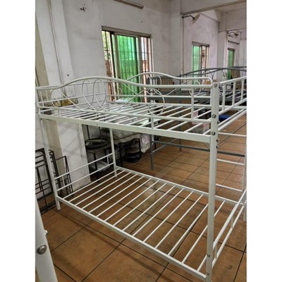Bunk Bed Frame with Double Metal Boards, Black Finish, Twin Size