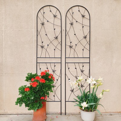 4-Pack Black Metal Garden Trellis, 86.7" H x 19.7" W Rustproof Climbing Plant Support for Outdoor Flowers, Easy to Assemble