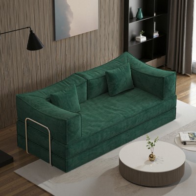 79 Inches Futon Sofa Bed, 4-in-1 Convertible Foldable Sleeper Sofa Bed Queen with Armrests, Lounge Couch