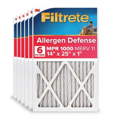 Filtrete 6pk 14''x25''x1'' MPR 1000 Merv 11 Allergen Defense Air Filter