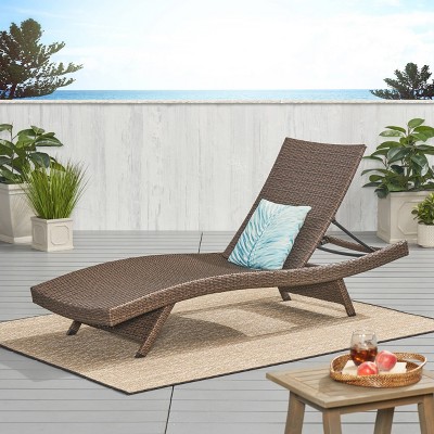Thira Aluminum & Wicker Chaise Lounge - Mix Mocha - Christopher Knight Home: Weather-Resistant, No Assembly Required