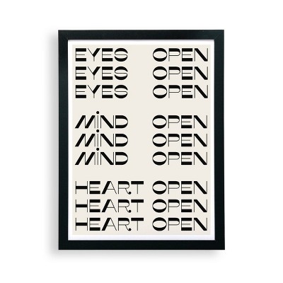 12" x 16" Eyes Open Mind Open Heart Open ThingDesign Frame Wall Art - Deny Designs: Modern Quote Art, Wood Composite Frame