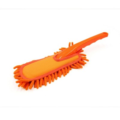 Unique Bargains Plastic Handle Chenille Microfiber Car Vehicle Cleaning Wash Duster Brush Orange 13.3" x 3.1" x 0.7"