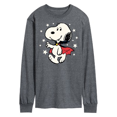Men's - Peanuts - Snoopy Vampire Stars Glow In The Dark Long Sleeve Graphic T-Shirt