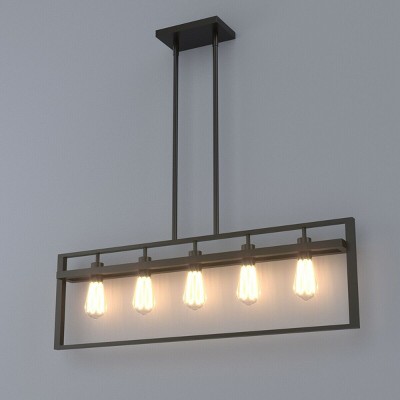 Costway 5-Lights Pendant Lamp Flush Mount Geometric Metal Chandelier w/ Iron Lamp Shade