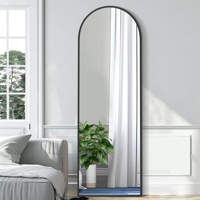 PexFix 23 in W x 67 in H Oversized Arch Wood Full Length Black Wall Mounted Standing Mirror Floor Mirror