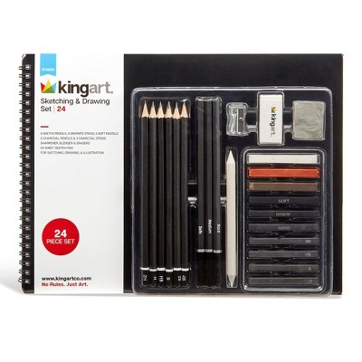 KINGART Sketching & Drawing Combo, Hardcover Book & 26 pc Pencil Set