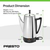 Presto Stainless Steel Coffee Maker, 12 Cup Robust Percolator Coffee Machine for Kitchens with Filter Basket and Signal Light, Silver - 4 of 4