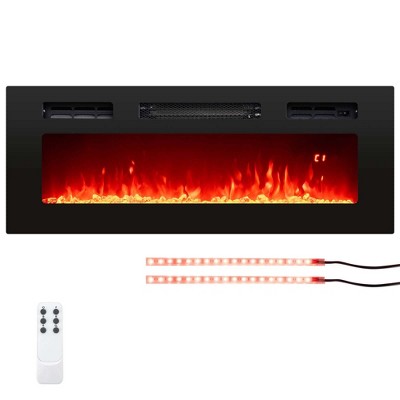Costway 36" 5,000 BTU Electric Fireplace with LED Light Strips Remote Crystal Stones