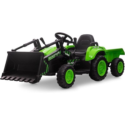 3 in 1 Kids Ride On Tractor with Detachable Trailer, 12V Electric Bulldozer with Shovel Bucket