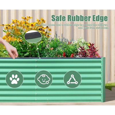 Syemin Metal Deep Root Planter Box Outdoor, Galvanized Garden Bed, or Vegetables, Flowers, Herbs, and Succulents, Green, 70.78"*35.43"*23.62"