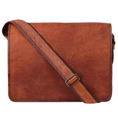 15 inch Vintage Crossbody Full Grain Leather Laptop Messenger Bag