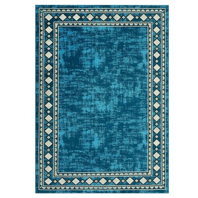 Washable Modern Bordered Rug Non Slip Low Pile Rug Soft Contemporary Throw Floor Cover Foldable Indoor Carpet for Living Room Bedroom Playroom