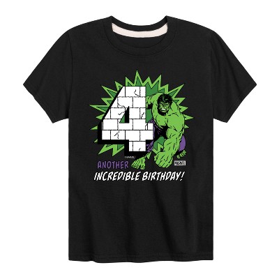 Boys' - Marvel - Hulk Incredible Birthday 4 Short Sleeve Graphic T-Shirt