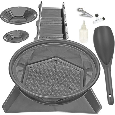 10-Piece Gold Panning Kit for Serious Prospectors: Includes 31in Sluice Box, Pans, Scoop, Sniffer Bottle, and Vials