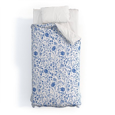 Deny Designs 3pc Twin/Twin XL Marta Barragan Camarasa Blue Floral Perennial Pleasure Comforter and Sham Set