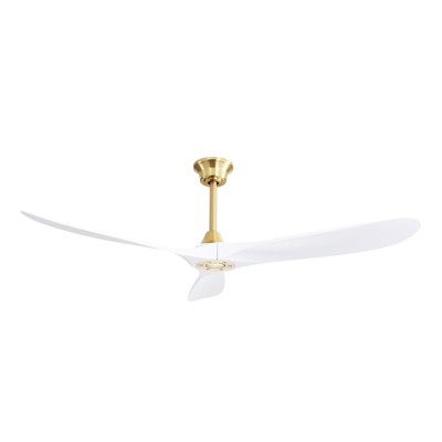 YUHAO 60 Inch Matte White Ceiling Fan Without Light,3 Wood Blade with DC Motor Remote Control