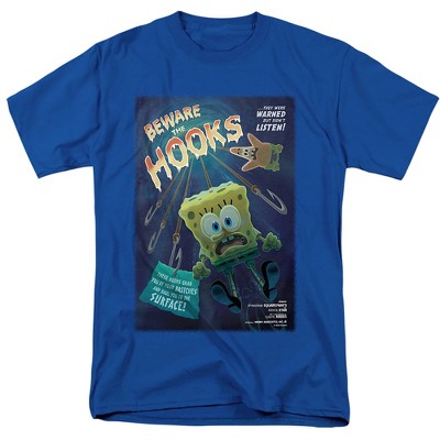 Spongebob Beware The Hooks Adult T-Shirt Royal Blue