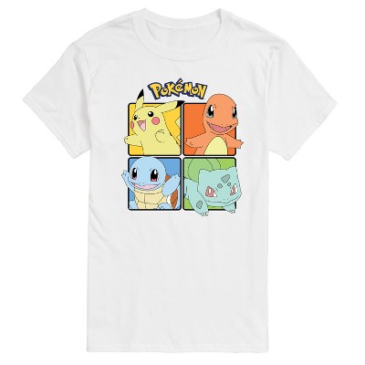 Men's - Pokémon - Pikachu Charmander Bulbasaur Squirtle Square Short Sleeve Graphic T-Shirt