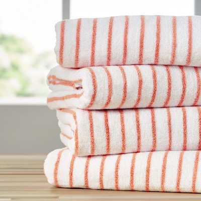 Cabana Stripe 100% Cotton Pool and Beach Towels - Pack of 2 or 4 - Oversized, Absorbent, Quick-Dry Towels - Becky Cameron