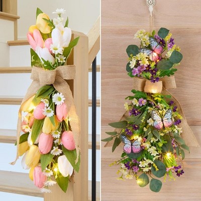 The Lakeside Collection Easter Swag Lighted in Easter With Tulip Or Spring With Butterfly