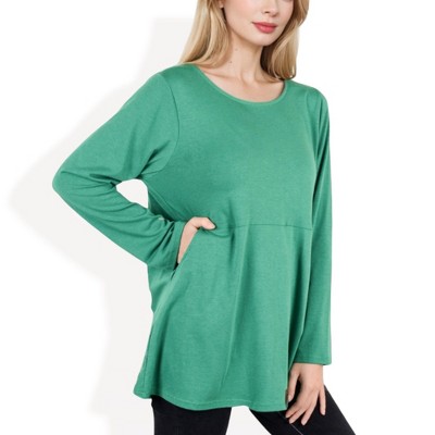 Anna-Kaci Women's Scoop Neck Tunic Top with Front Pockets