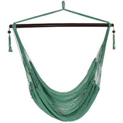 Sunnydaze Caribbean Style Extra Large Hanging Rope Hammock Chair Swing for Backyard and Patio