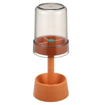 Unique Bargains Toothbrush Holder Stand with Cover with 3 Slots PP for Bathroom Pink 8.66''x2.99'' 1Pc