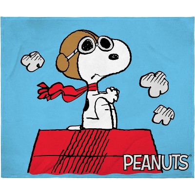 Intimo Peanuts Snoopy The Flying Ace And The Red Baron Silk Touch Fleece Plush Throw Blanket Blue