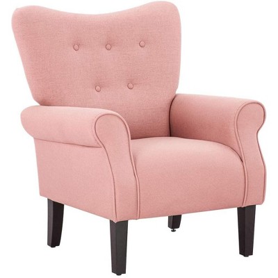 Erommy Mid Century Velvet Tufted Armchair, High Back Accent Chair
