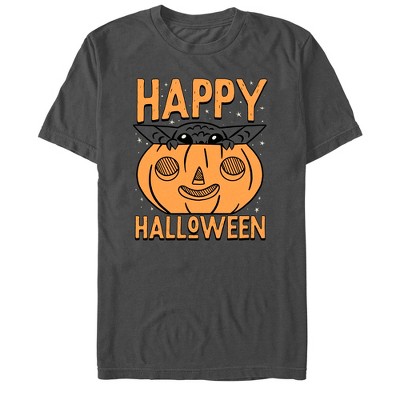 Men's Star Wars The Mandalorian Halloween Grogu Pumpkin Peek T-Shirt