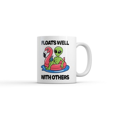 Crazy Dog Floats Well With Others Mug Funny Sarcastic Alien Graphic Novelty Coffee Cup-11oz