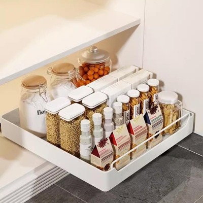 GustoWave Pull Out Cabinet Organizer Fixed, Heavy Duty Storage and Organization Slide Out Pantry Shelves Sliding Drawer Pantry Shelf for Kitchen
