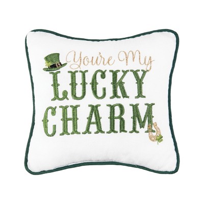 C&F Home St. Patrick's Day "You're My Lucky Charm" Embroidered Small/Petite Accent Pillow, 10" x 10"