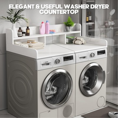 KTMBDW Washer Dryer Countertop, 27.5" x 54" Wood 2 Layer Washer and Dryer Countertop for Laundry Room Organization