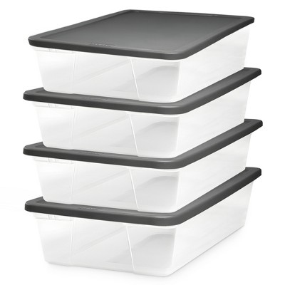 Homz 41 Quart Stackable Plastic Storage Containers with Latching Lid (4 Pack)