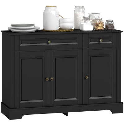 HOMCOM Sideboard Buffet Cabinet, Modern Kitchen Cabinet with 2 Drawers and Adjustable Shelves, Coffee Bar Cabinet for Living Room
