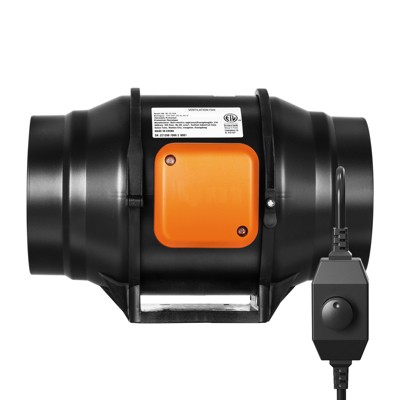 VEVOR Inline Duct Fan, 6-Inch 400 CFM with Variable Speed Controller, Quiet AC-motor Ventilation Exhaust Fan for Cooling Booster, Black