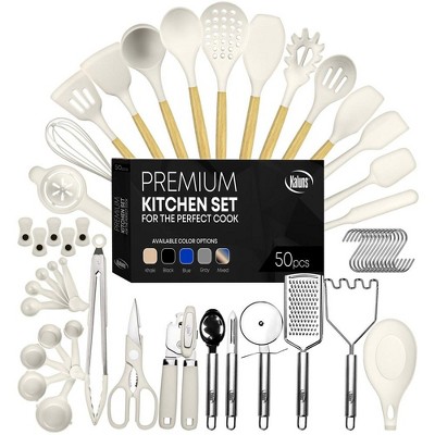Kaluns Kitchen Utensils Set, 50 Piece Silicone And Stainless Steel Cooking Utensils, Dishwasher Safe and Heat Resistant Kitchen Tools