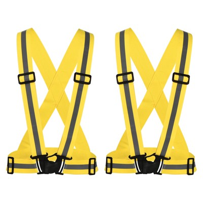 Unique Bargains Reflective Vest Adjustable High Visibility Safety Vest for Cycling Running Walking 2Pcs