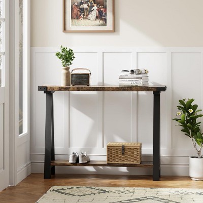 Acekool Narrow Entryway Console Table,  Industrial Sofa Table with Storage Shelf, for Hallway, Living Room, Office